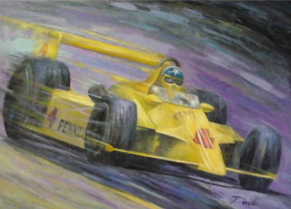 oil painting auto racing image