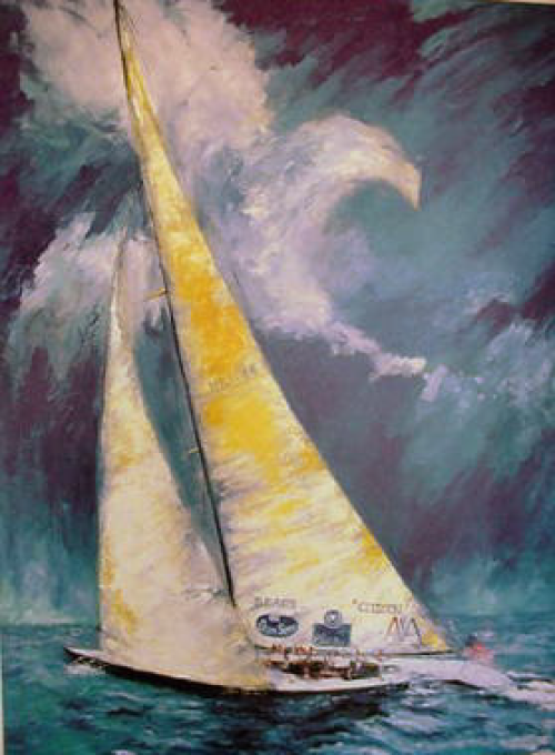 oil painting boating image