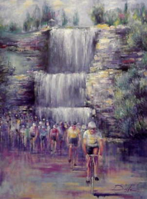 oil painting cycling image