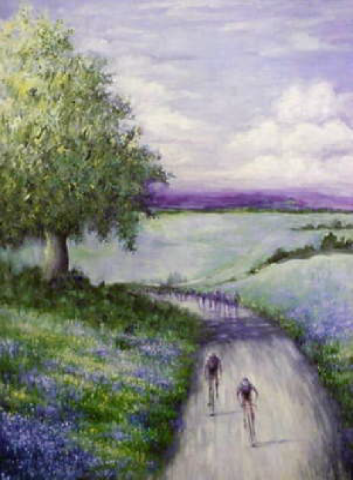 oil painting cycling image